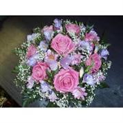 Pink Roses and Purple Loose Posy