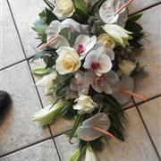 Classic White Orchid and Rose and Anthirium Spray