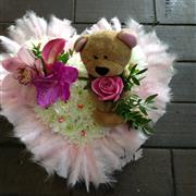 Heart with Teddy and Feathers